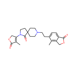 CC1=C(N2CCC3(CCN(CCc4ccc5c(c4C)COC5=O)CC3)C2=O)COC1=O ZINC000211541973