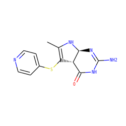 CC1=C(Sc2ccncc2)[C@H]2C(=O)NC(N)=N[C@@H]2N1 ZINC000100046987