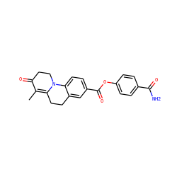 CC1=C2CCc3cc(C(=O)Oc4ccc(C(N)=O)cc4)ccc3N2CCC1=O ZINC000028348828