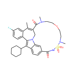 CC1=C2Cn3c(c(C4CCCCC4)c4ccc(cc43)C(=O)NS(=O)(=O)N(C)CCOCCN(C)C2=O)-c2ccc(F)cc21 ZINC000143689729