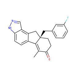 CC1=C2c3ccc4[nH]ncc4c3C[C@]2(Cc2cccc(F)c2)CCC1=O ZINC000034633815
