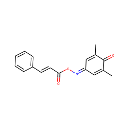 CC1=CC(=NOC(=O)/C=C/c2ccccc2)C=C(C)C1=O ZINC000000457477