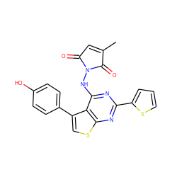 CC1=CC(=O)N(Nc2nc(-c3cccs3)nc3scc(-c4ccc(O)cc4)c23)C1=O ZINC000138630370