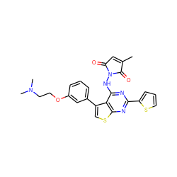 CC1=CC(=O)N(Nc2nc(-c3cccs3)nc3scc(-c4cccc(OCCN(C)C)c4)c23)C1=O ZINC000138500123