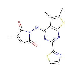 CC1=CC(=O)N(Nc2nc(-c3nccs3)nc3sc(C)c(C)c23)C1=O ZINC001772612736