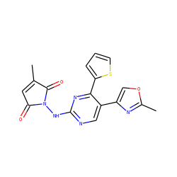 CC1=CC(=O)N(Nc2ncc(-c3coc(C)n3)c(-c3cccs3)n2)C1=O ZINC000299837552