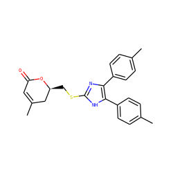 CC1=CC(=O)O[C@@H](CSc2nc(-c3ccc(C)cc3)c(-c3ccc(C)cc3)[nH]2)C1 ZINC000013730531
