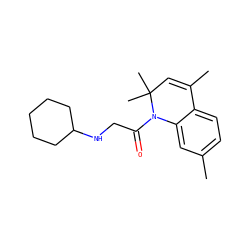 CC1=CC(C)(C)N(C(=O)CNC2CCCCC2)c2cc(C)ccc21 ZINC000004896800