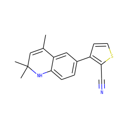 CC1=CC(C)(C)Nc2ccc(-c3ccsc3C#N)cc21 ZINC000003832324