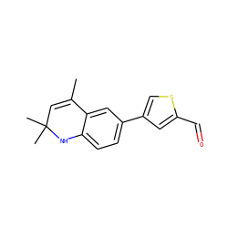 CC1=CC(C)(C)Nc2ccc(-c3csc(C=O)c3)cc21 ZINC000003832321
