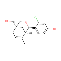 CC1=CC[C@@]2(CO)CO[C@@H](c3ccc(O)cc3Cl)[C@]1(C)C2 ZINC000028127517