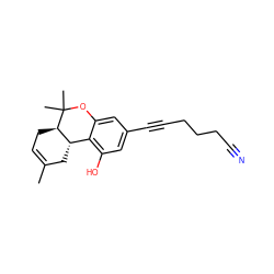 CC1=CC[C@@H]2[C@@H](C1)c1c(O)cc(C#CCCCC#N)cc1OC2(C)C ZINC000013557654