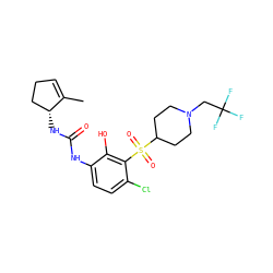CC1=CCC[C@H]1NC(=O)Nc1ccc(Cl)c(S(=O)(=O)C2CCN(CC(F)(F)F)CC2)c1O ZINC001772588518
