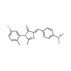 CC1=N/C(=C\c2ccc([N+](=O)[O-])cc2)C(=O)N1c1cc(Cl)ccc1C ZINC000005125897