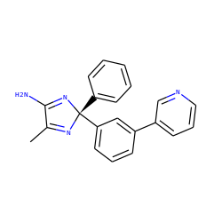 CC1=N[C@@](c2ccccc2)(c2cccc(-c3cccnc3)c2)N=C1N ZINC000095575068