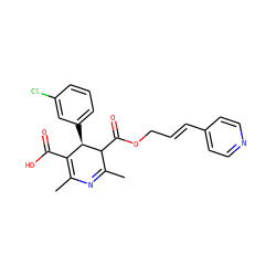 CC1=NC(C)=C(C(=O)O)[C@@H](c2cccc(Cl)c2)C1C(=O)OC/C=C/c1ccncc1 ZINC000028568457
