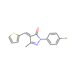 CC1=NN(c2ccc(Br)cc2)C(=O)/C1=C/c1cccs1 ZINC000100025887