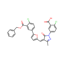 CC1=NN(c2ccc(Cl)c(C(=O)O)c2)C(=O)/C1=C\c1ccc(-c2ccc(Cl)c(C(=O)OCc3ccccc3)c2)o1 ZINC000113859935