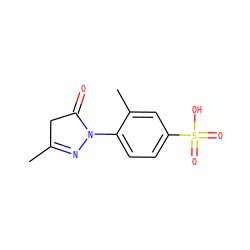 CC1=NN(c2ccc(S(=O)(=O)O)cc2C)C(=O)C1 ZINC000019228622