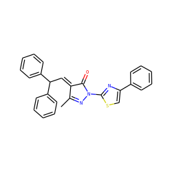 CC1=NN(c2nc(-c3ccccc3)cs2)C(=O)/C1=C/C(c1ccccc1)c1ccccc1 ZINC000223774645