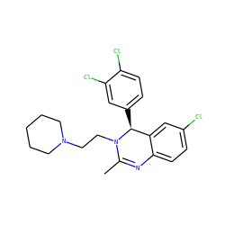 CC1=Nc2ccc(Cl)cc2[C@H](c2ccc(Cl)c(Cl)c2)N1CCN1CCCCC1 ZINC000072125235