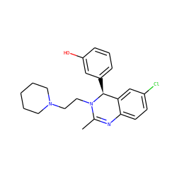 CC1=Nc2ccc(Cl)cc2[C@H](c2cccc(O)c2)N1CCN1CCCCC1 ZINC000072122739
