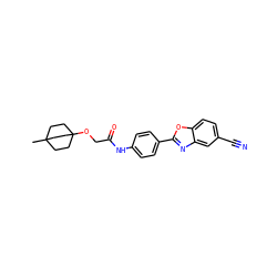 CC12CCC(OCC(=O)Nc3ccc(-c4nc5cc(C#N)ccc5o4)cc3)(CC1)CC2 ZINC000066112526