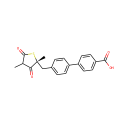 CC1C(=O)S[C@](C)(Cc2ccc(-c3ccc(C(=O)O)cc3)cc2)C1=O ZINC000101125896