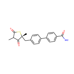 CC1C(=O)S[C@](C)(Cc2ccc(-c3ccc(C(N)=O)cc3)cc2)C1=O ZINC000101146104