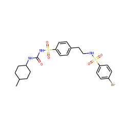 CC1CCC(NC(=O)NS(=O)(=O)c2ccc(CCNS(=O)(=O)c3ccc(Br)cc3)cc2)CC1 ZINC000049878500