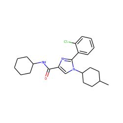 CC1CCC(n2cc(C(=O)NC3CCCCC3)nc2-c2ccccc2Cl)CC1 ZINC000028702477