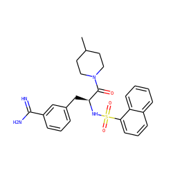 CC1CCN(C(=O)[C@H](Cc2cccc(C(=N)N)c2)NS(=O)(=O)c2cccc3ccccc23)CC1 ZINC000003834122
