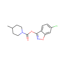 CC1CCN(C(=O)Oc2noc3cc(Cl)ccc23)CC1 ZINC000136581990