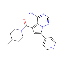 CC1CCN(C(=O)c2cc(-c3ccncc3)n3ncnc(N)c23)CC1 ZINC000169704055