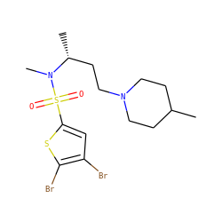 CC1CCN(CC[C@@H](C)N(C)S(=O)(=O)c2cc(Br)c(Br)s2)CC1 ZINC000001487237