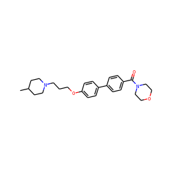 CC1CCN(CCCOc2ccc(-c3ccc(C(=O)N4CCOCC4)cc3)cc2)CC1 ZINC000013488920