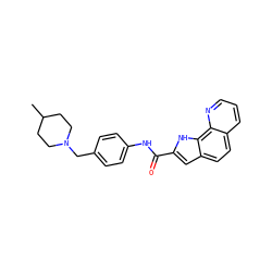 CC1CCN(Cc2ccc(NC(=O)c3cc4ccc5cccnc5c4[nH]3)cc2)CC1 ZINC000020575519