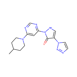 CC1CCN(c2cc(-n3[nH]cc(-n4ccnn4)c3=O)ncn2)CC1 ZINC000043195429