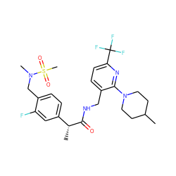 CC1CCN(c2nc(C(F)(F)F)ccc2CNC(=O)[C@H](C)c2ccc(CN(C)S(C)(=O)=O)c(F)c2)CC1 ZINC000169703338