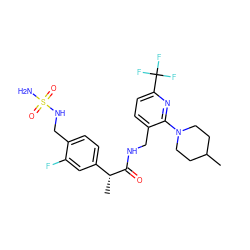 CC1CCN(c2nc(C(F)(F)F)ccc2CNC(=O)[C@H](C)c2ccc(CNS(N)(=O)=O)c(F)c2)CC1 ZINC000169703336