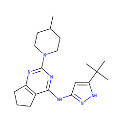 CC1CCN(c2nc3c(c(Nc4cc(C(C)(C)C)[nH]n4)n2)CCC3)CC1 ZINC000299869684