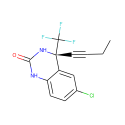CCC#C[C@]1(C(F)(F)F)NC(=O)Nc2ccc(Cl)cc21 ZINC000005964739