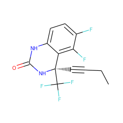 CCC#C[C@]1(C(F)(F)F)NC(=O)Nc2ccc(F)c(F)c21 ZINC000005964738