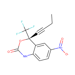 CCC#C[C@]1(C(F)(F)F)OC(=O)Nc2ccc([N+](=O)[O-])cc21 ZINC000013474519