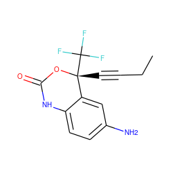 CCC#C[C@]1(C(F)(F)F)OC(=O)Nc2ccc(N)cc21 ZINC000013474521