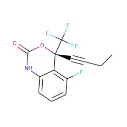 CCC#C[C@]1(C(F)(F)F)OC(=O)Nc2cccc(F)c21 ZINC000013474517