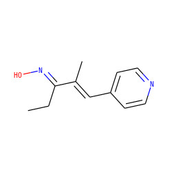 CCC(=N\O)/C(C)=C/c1ccncc1 ZINC000043206172