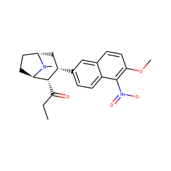CCC(=O)[C@H]1[C@@H](c2ccc3c([N+](=O)[O-])c(OC)ccc3c2)C[C@H]2CC[C@H]1N2C ZINC000100791160