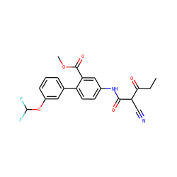 CCC(=O)C(C#N)C(=O)Nc1ccc(-c2cccc(OC(F)F)c2)c(C(=O)OC)c1 ZINC000101459857