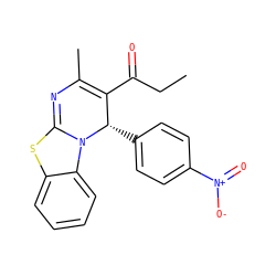 CCC(=O)C1=C(C)N=C2Sc3ccccc3N2[C@H]1c1ccc([N+](=O)[O-])cc1 ZINC000473249931